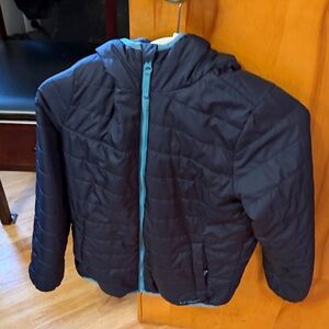 L.L. Bean Kids Navy Puffer Jacket with Light Blue Zipper